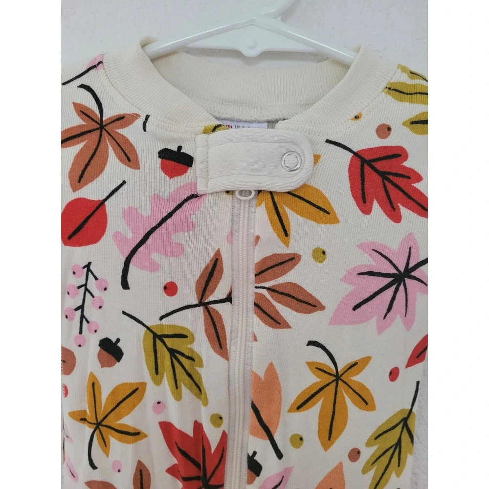 Hanna Andersson Baby 0-3M Organic Cotton Fall Leaves Zip Sleeper Pajamas #2